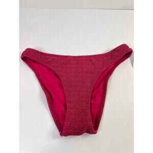 Good American Hawaiian Pink Sparkle Shimmer High Rise Bikini Bottoms Sz Lg